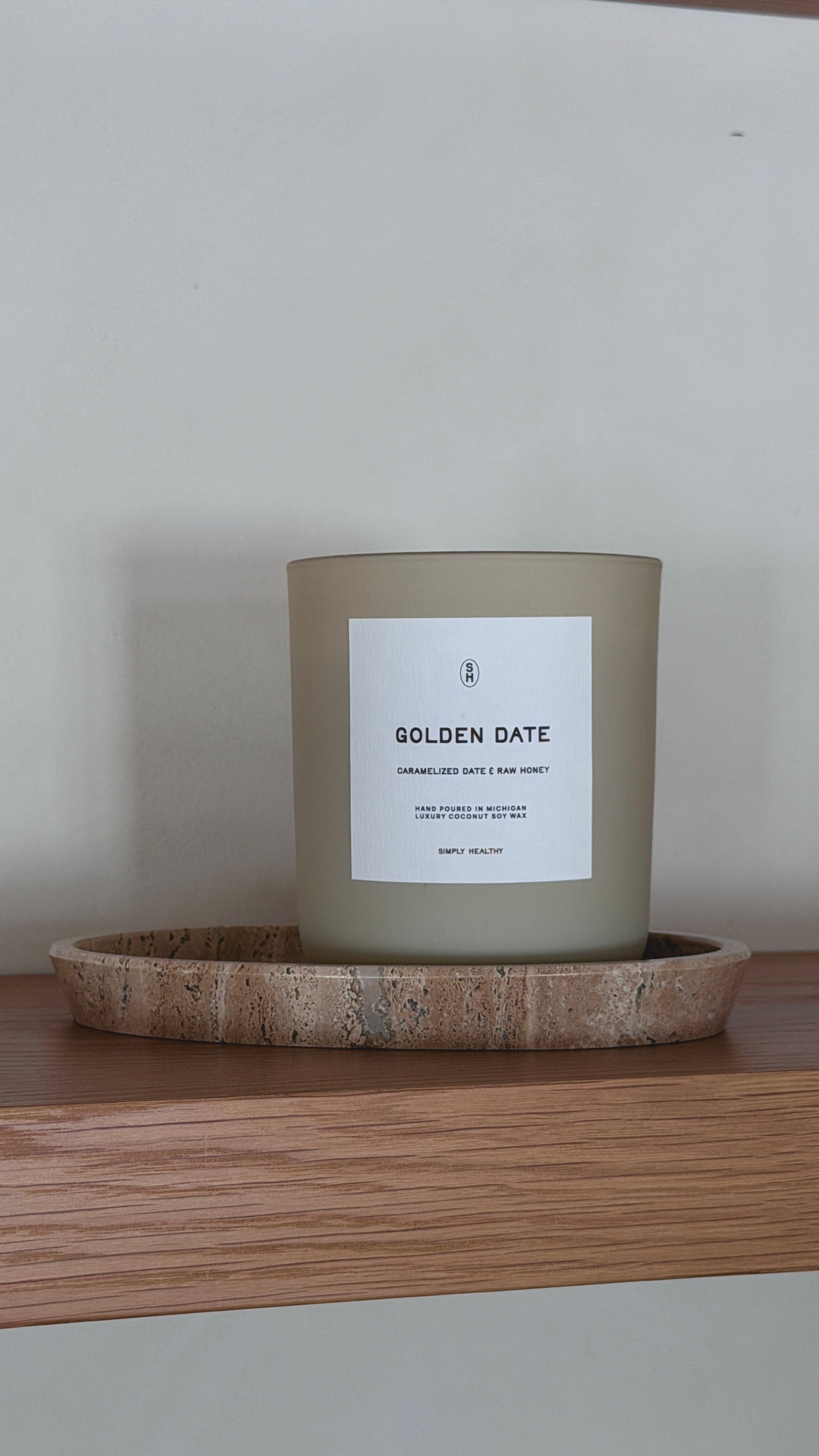 Golden Date Glass Candle