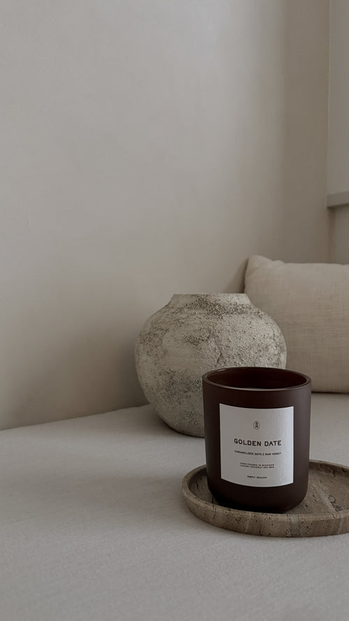 Golden Date Glass Candle