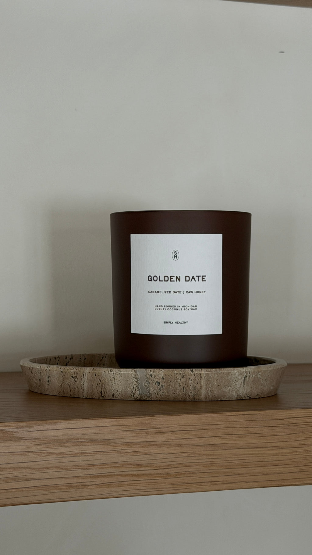 Golden Date Glass Candle