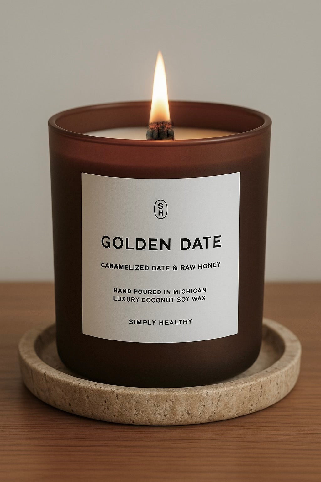 Golden Date Glass Candle