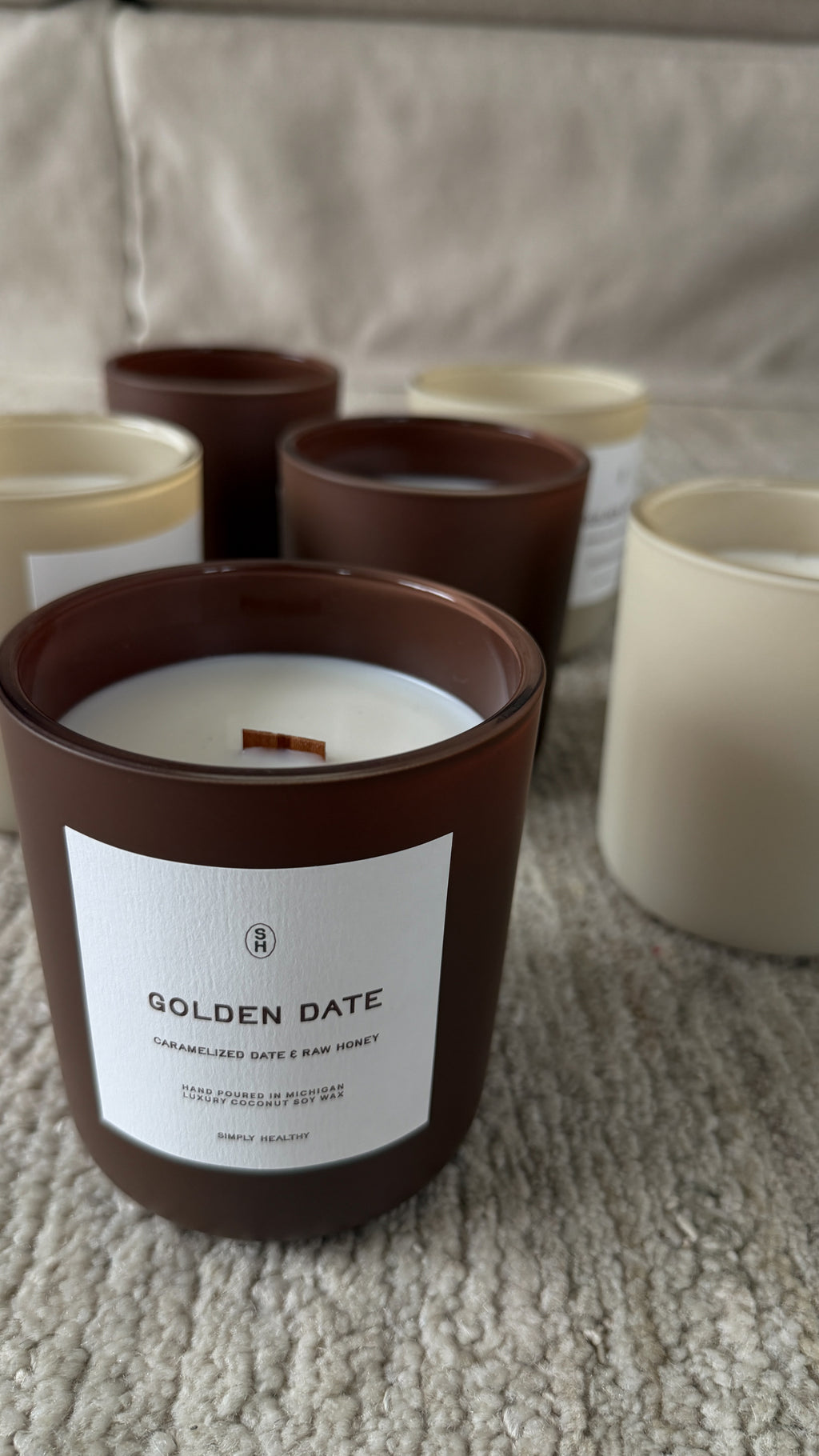 Golden Date Glass Candle